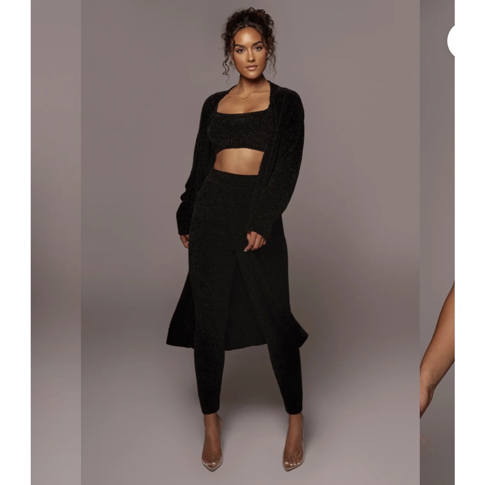 Jluxlabel EVELIN CARDIGAN, JUNIPER CHENILLE PANT, GEMMA CROP CHENILLE TOP - NWOT